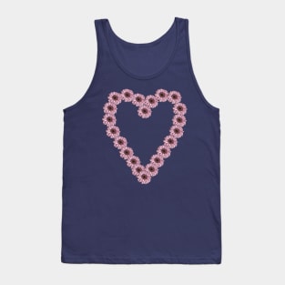 Line Drawing Pink Daisy Gerbera Valentines Day Heart Tank Top